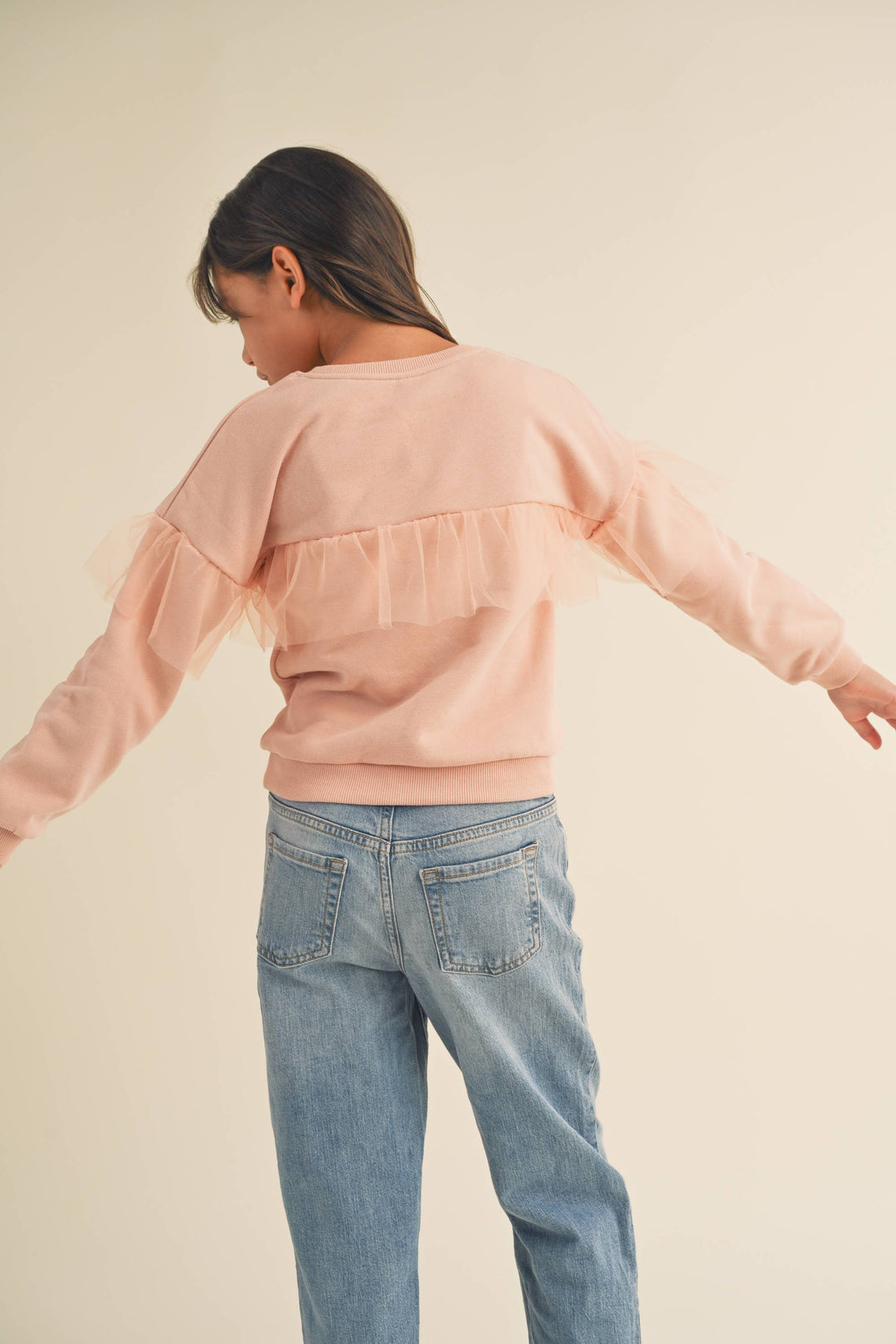 Tween Pink Ruffle Sweatshirt
