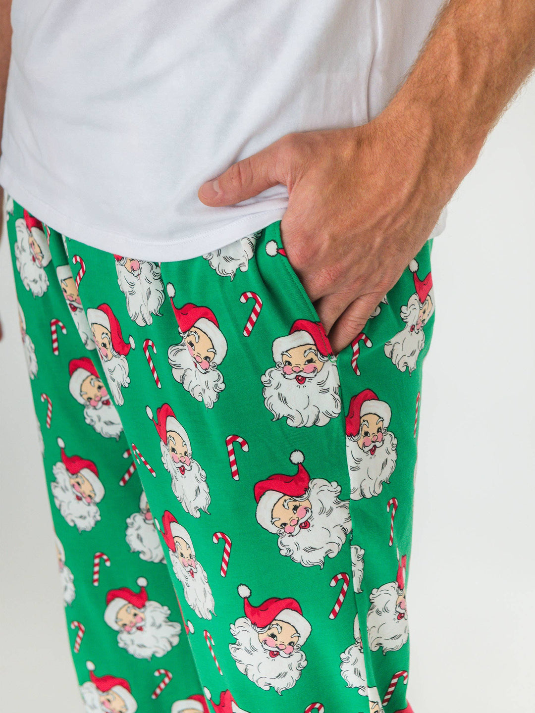 Adult Cotton Modal Green Santa Joy Pajama Pants