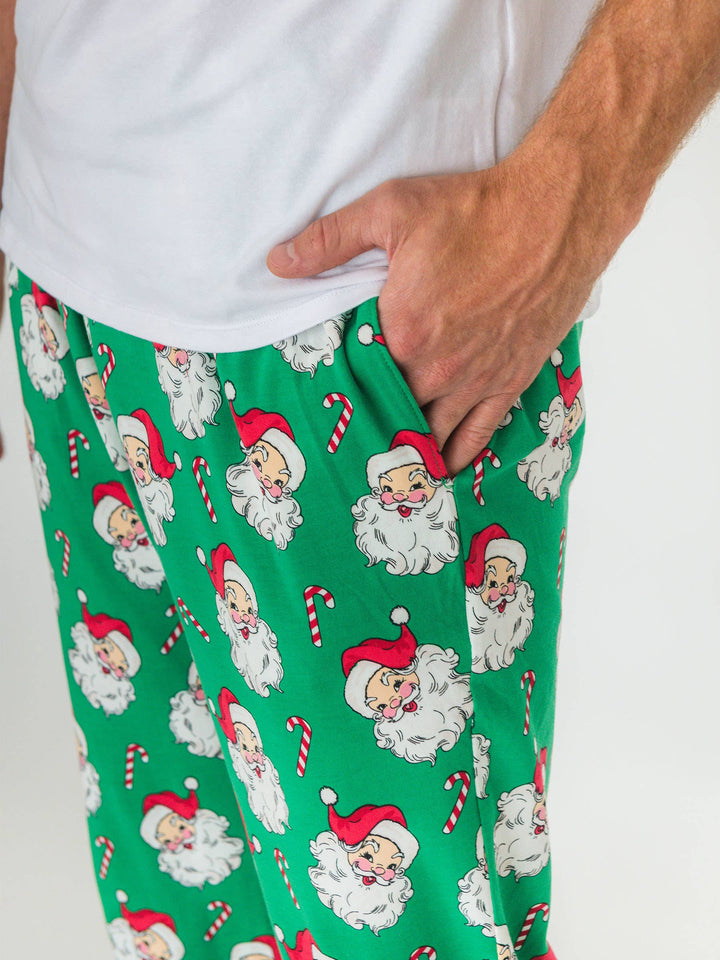 Adult Cotton Modal Green Santa Joy Pajama Pants