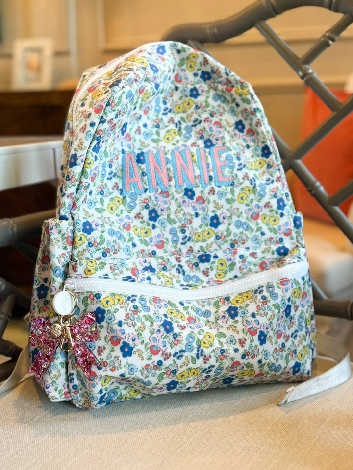 Keychain - Bow - Pink + Silver Confetti