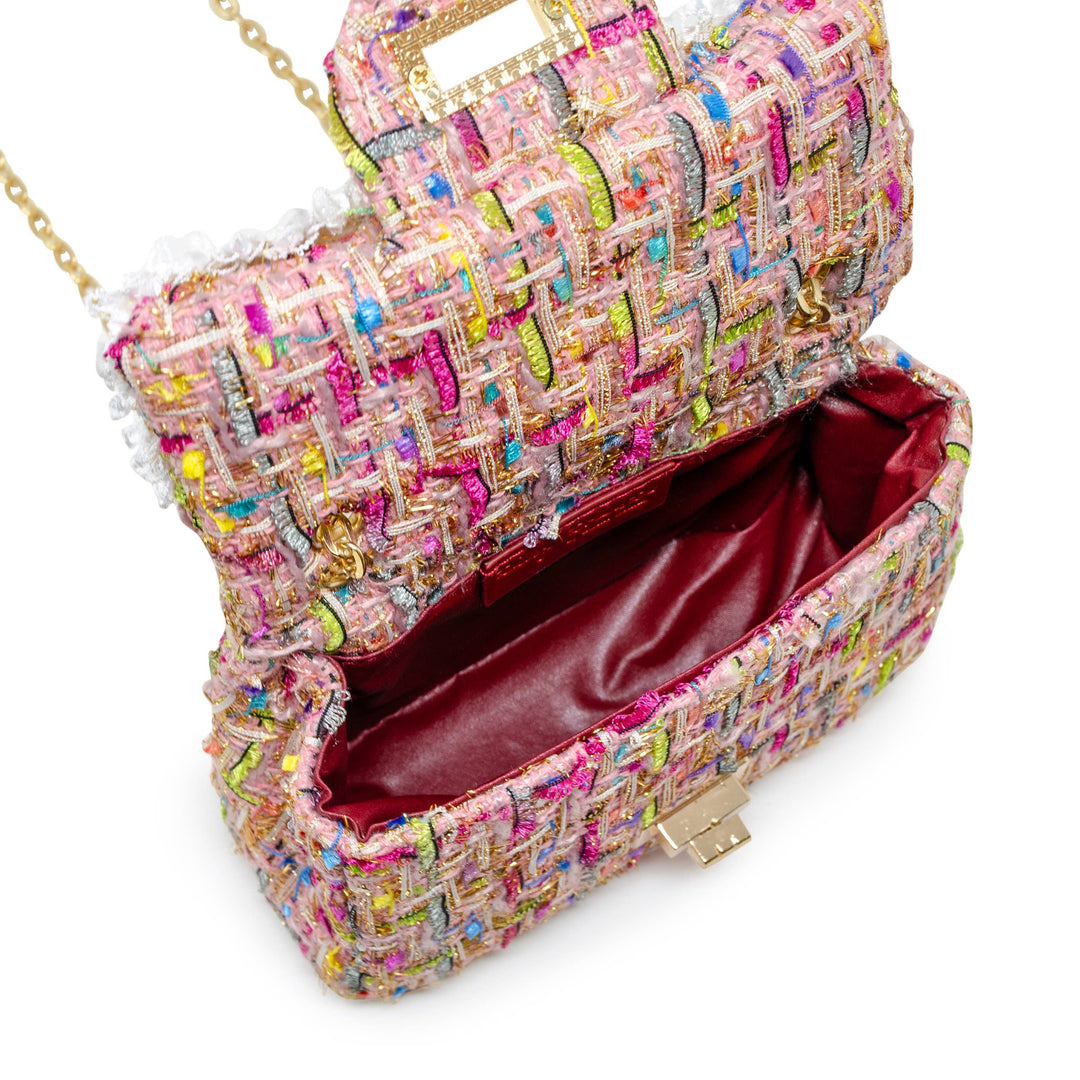 Tweed Handbag with Pearls