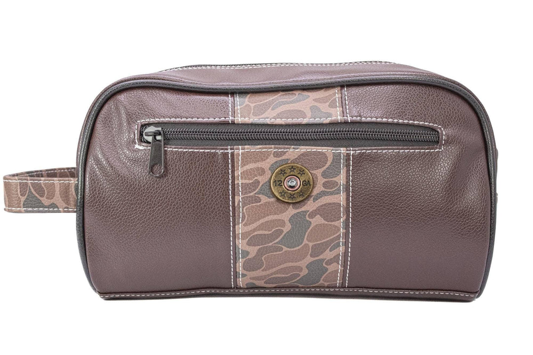 Shot Shell Brown Pebble Old School Camo Men's Toiletry Dopp Bag.: Brown/Tan