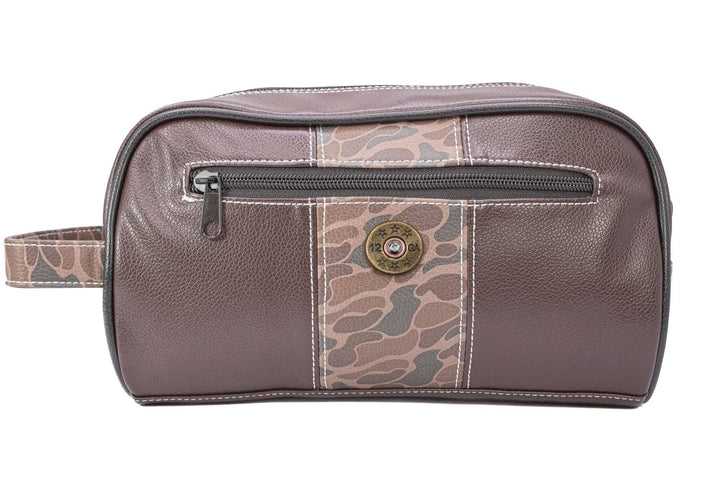 Shot Shell Brown Pebble Old School Camo Men's Toiletry Dopp Bag.: Brown/Tan