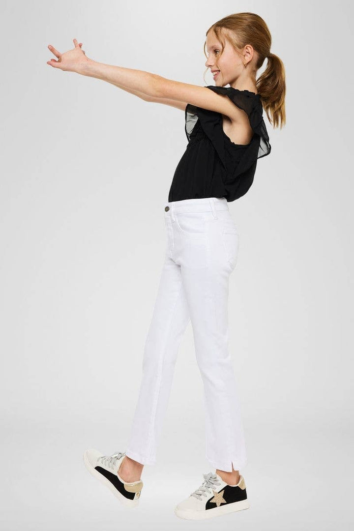 Amelia High Rise White Kick Flare Jeans