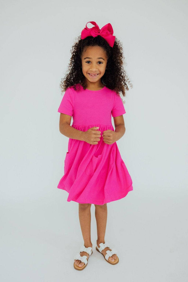 Hot Pink Pocket Twirl Dress