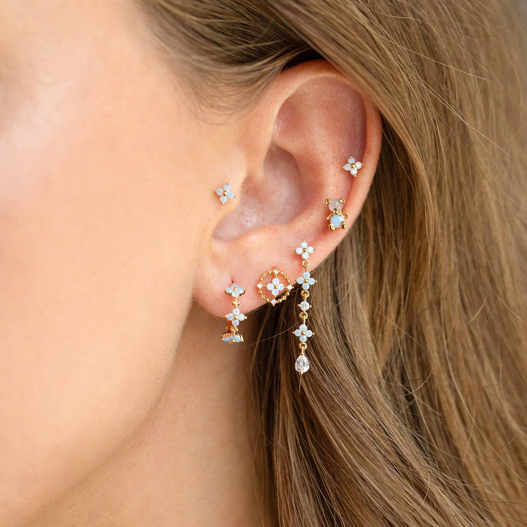 Teeny Tiny Blue Blossom Studs: Gold