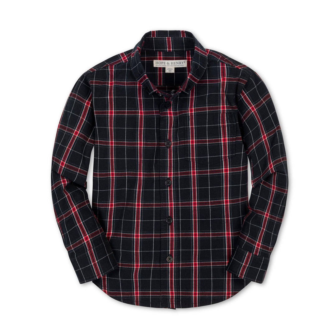 Organic Stretch Poplin Shirt: Black Ballet Plaid