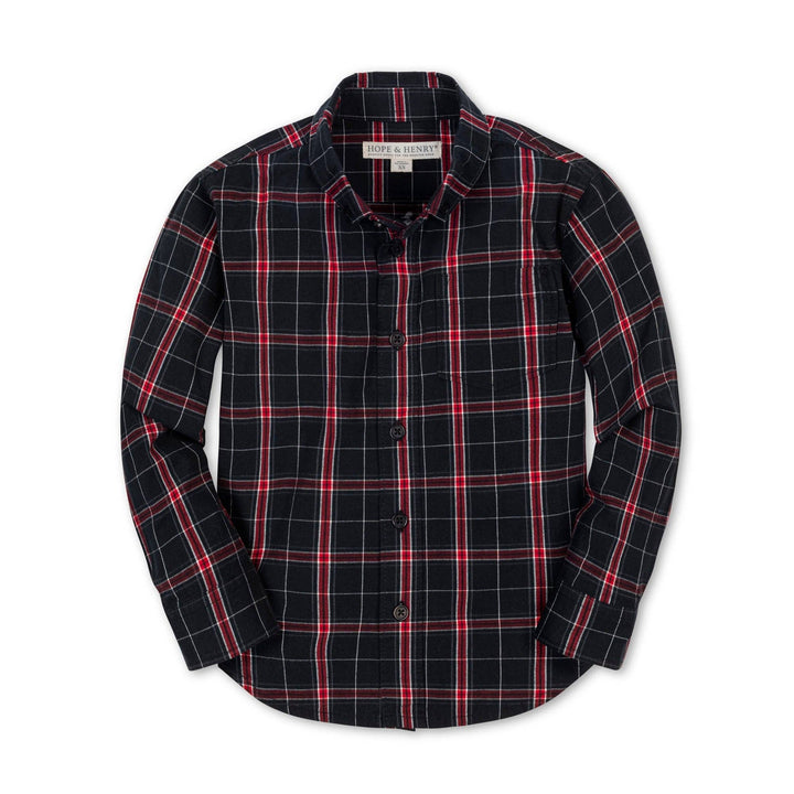 Organic Stretch Poplin Shirt: Black Ballet Plaid