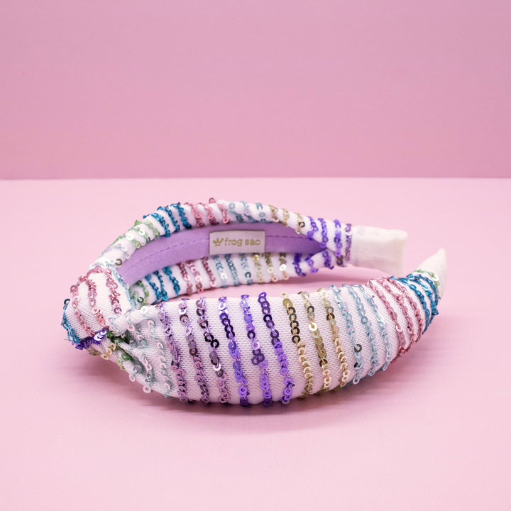 Rainbow Confetti Sequin Knot Headband