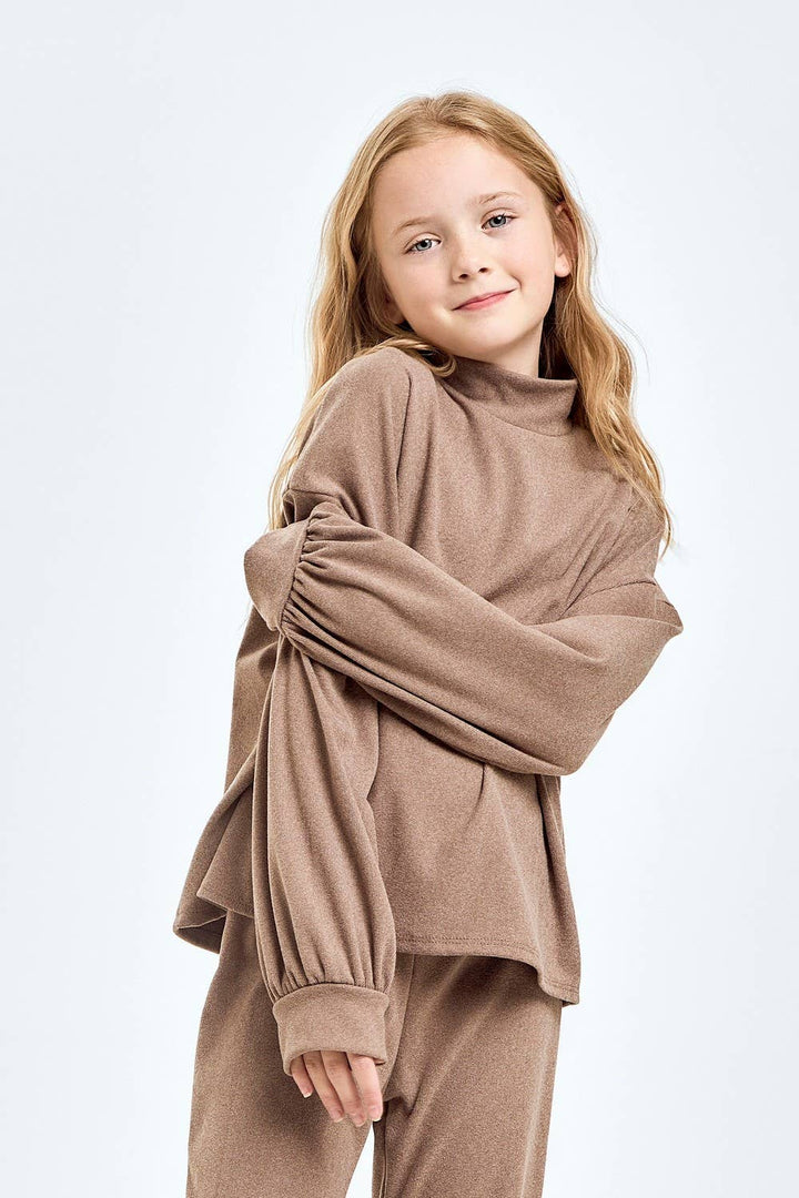 Corduroy Brush Mock Neck Sweater: Mocha