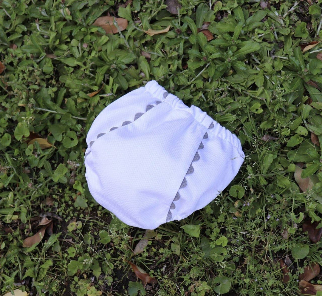 White Cotton Pique Diaper Cover