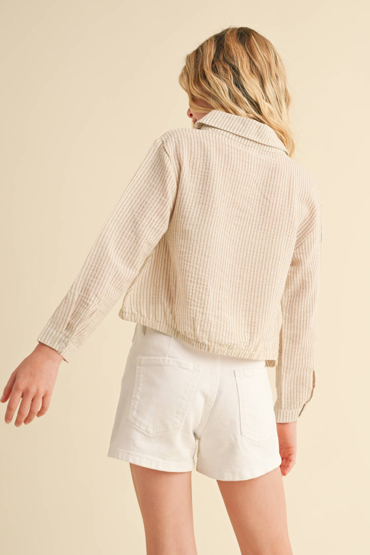 TWEEN GIRLS KIDS BUTTON DOWN DROP SHOULDER SHIRT