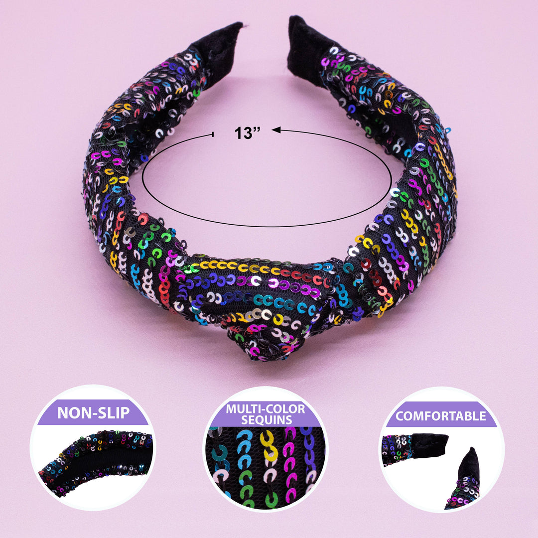 Rainbow Confetti Sequin Knot Headband