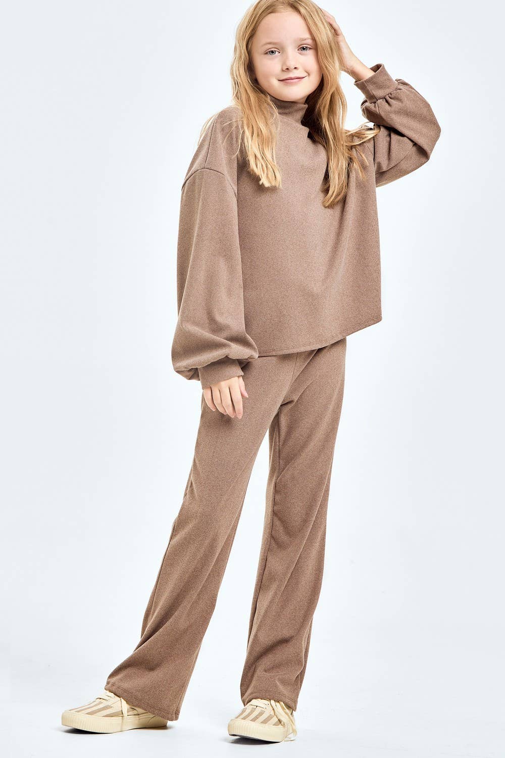 Corduroy Brush Wide Legs Pants: Masala Pink / S