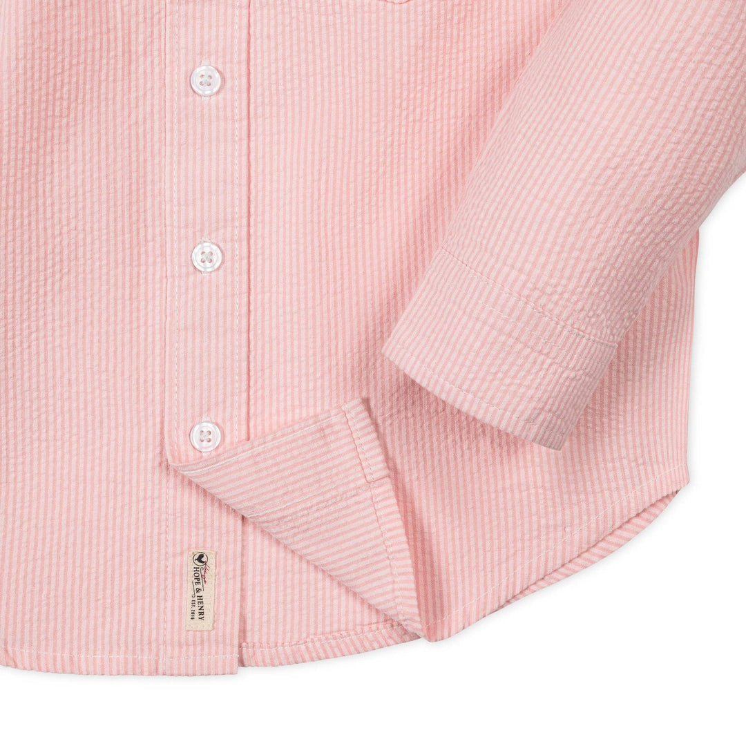 Organic Seersucker Shirt: Tonal Rose Seersucker