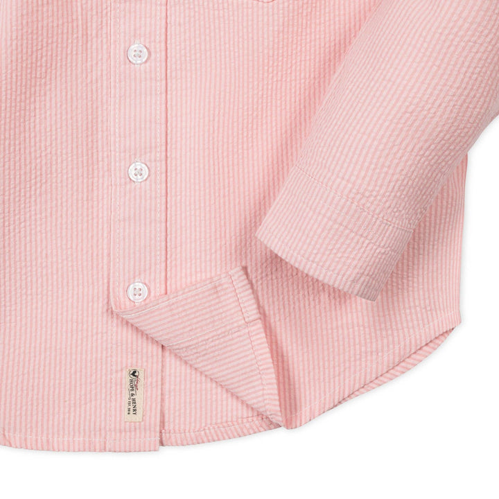 Organic Seersucker Shirt: Tonal Rose Seersucker