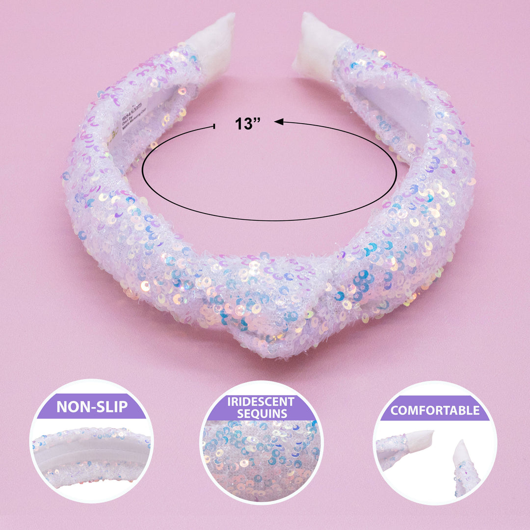 Sparkly Sequin Knot Headband: Rainbow