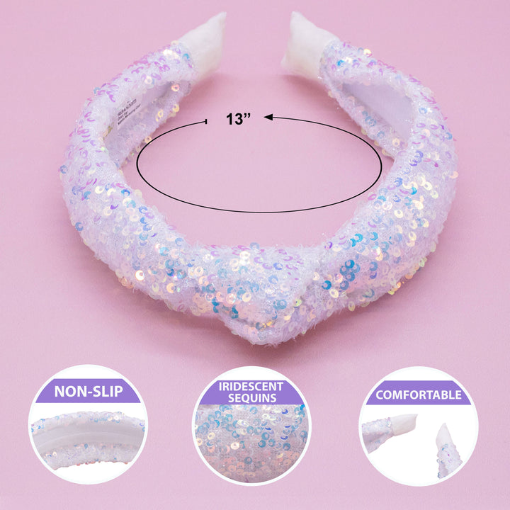 Sparkly Sequin Knot Headband: Rainbow