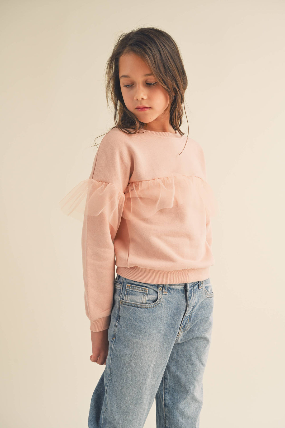 Tween Pink Ruffle Sweatshirt