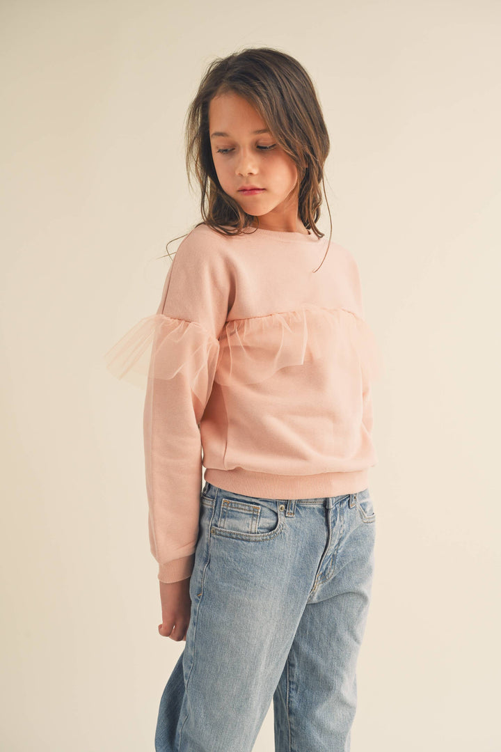 Tween Pink Ruffle Sweatshirt