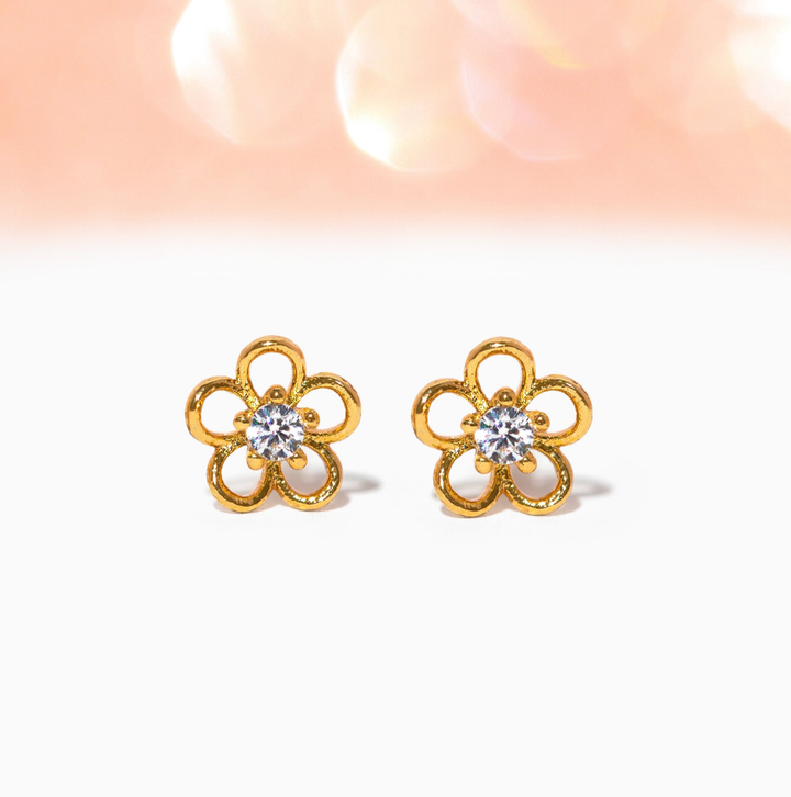 Teeny Tiny Flower Studs: Gold