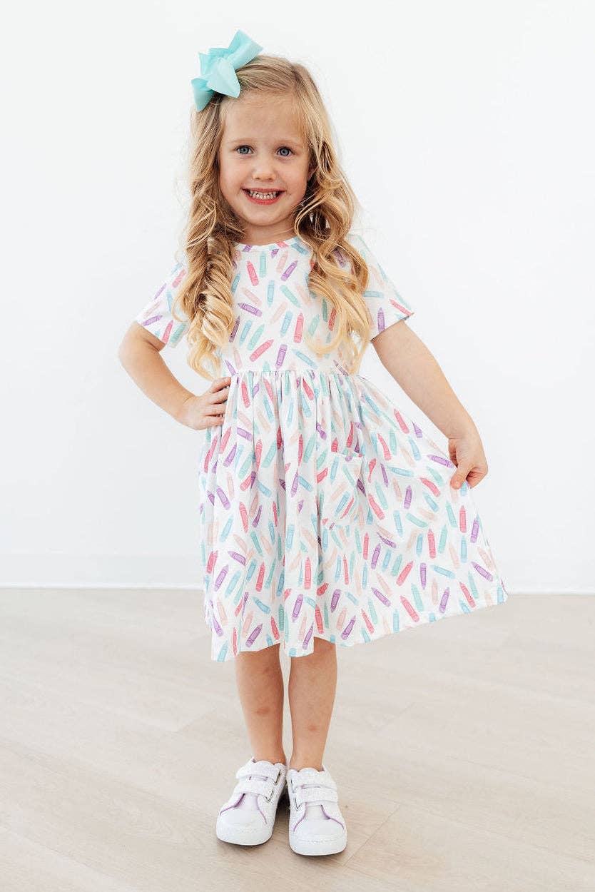 Colorful Crayons Pocket Twirl Dress