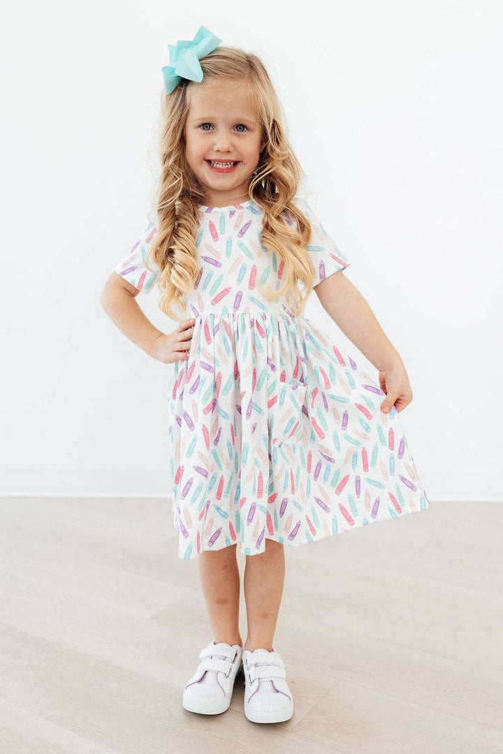 Colorful Crayons Pocket Twirl Dress
