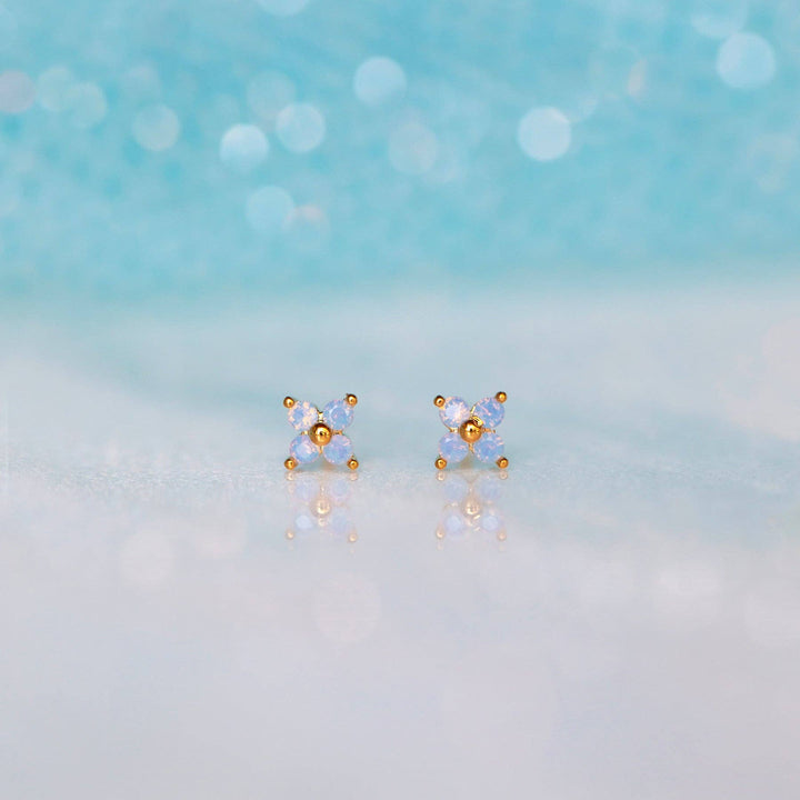 Teeny Tiny Blue Blossom Studs: Gold