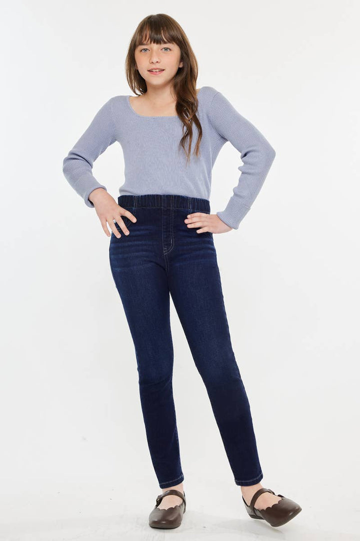 Tween high rise pull on ankle skinny jean