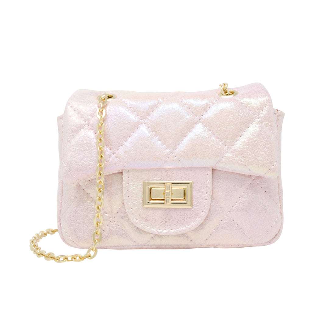 Classic Quilted Shiny Mini Bag: Pink
