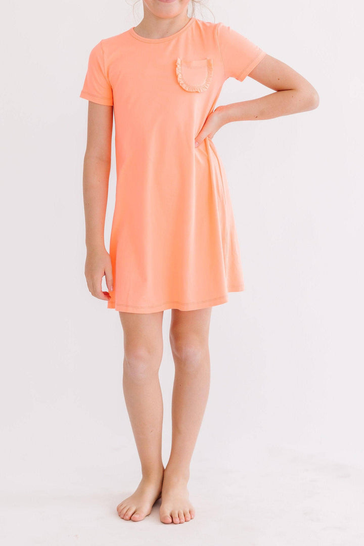 Neon Coral T-Shirt Dress