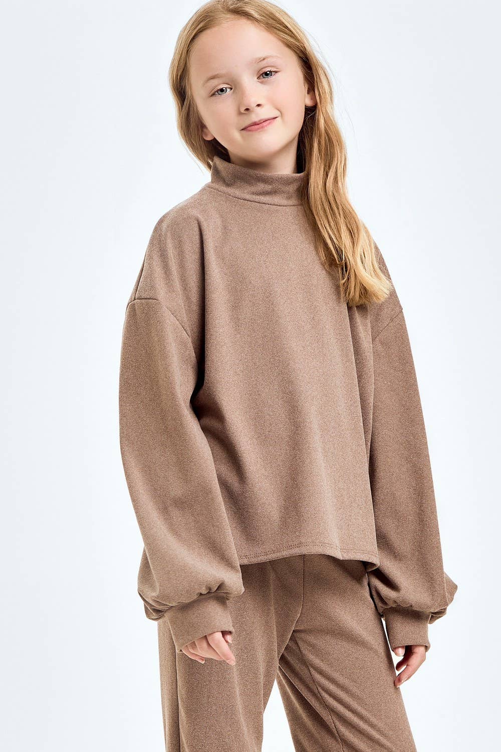 Corduroy Brush Mock Neck Sweater: Masala Pink