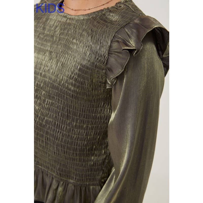 Crushed Satin Top- Olive