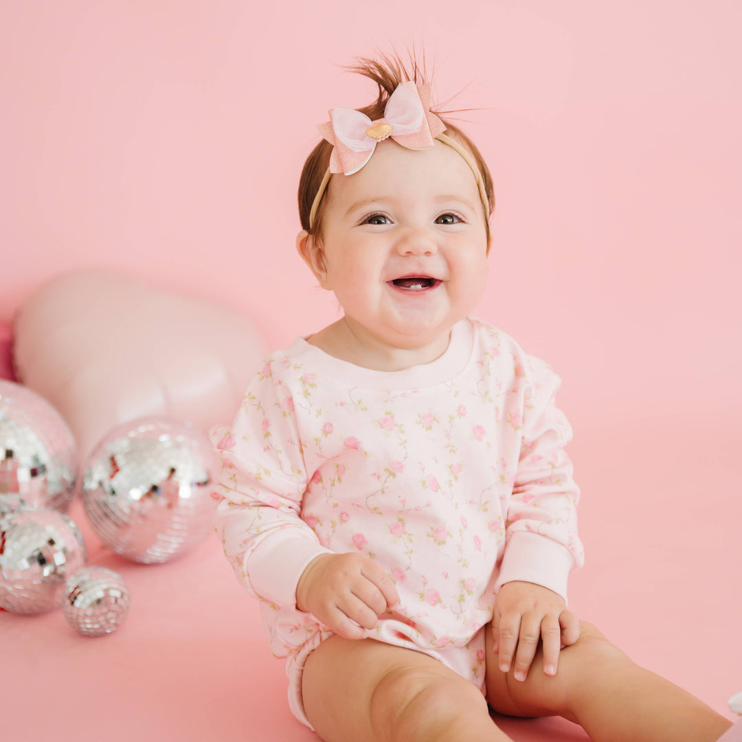 Pink Rose Long Sleeve Romper