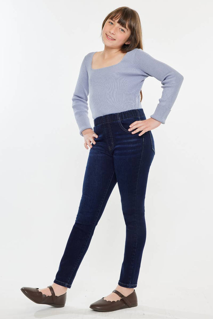Tween high rise pull on ankle skinny jean