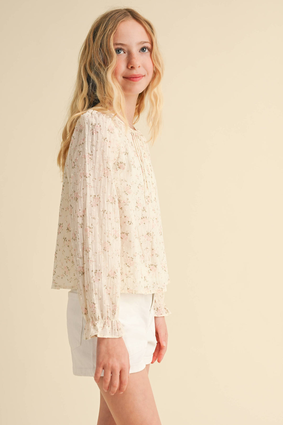 PINTUCK BILLOW L/S TOP