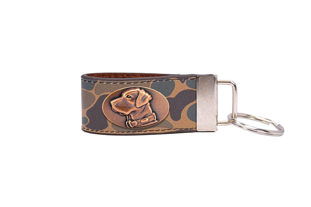 Lab Hunting Old School Camo Leather Loop Keychain