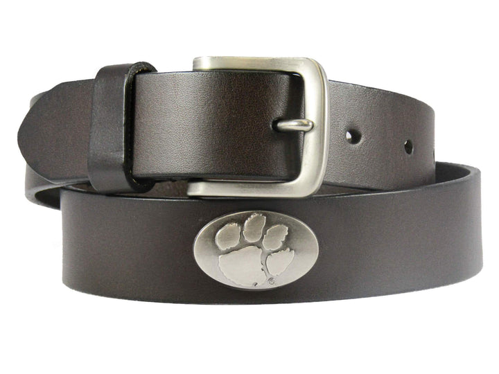 Clemson Tigers Kids Collegiate Brown Leather Belt.: Brown / Small 17"-21"