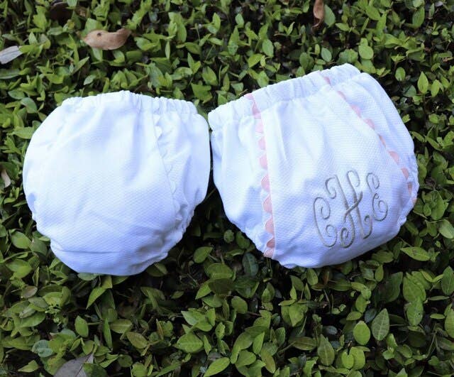 White Cotton Pique Diaper Cover