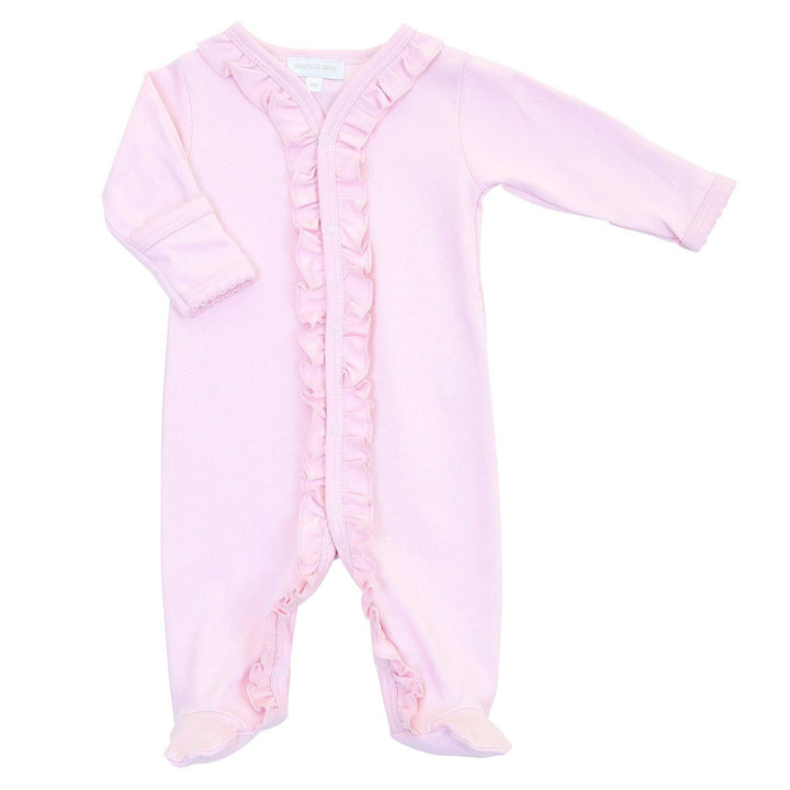 Pink Ruffles Footie-Baby Girls Sleepwear