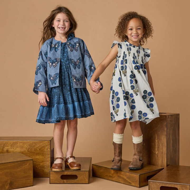 Girls Stevie Dress - Navy Buttercup Floral