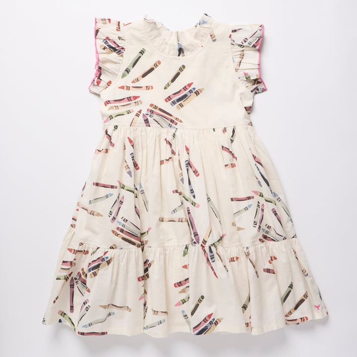 Girls Jennifer Dress-Tossed Crayons