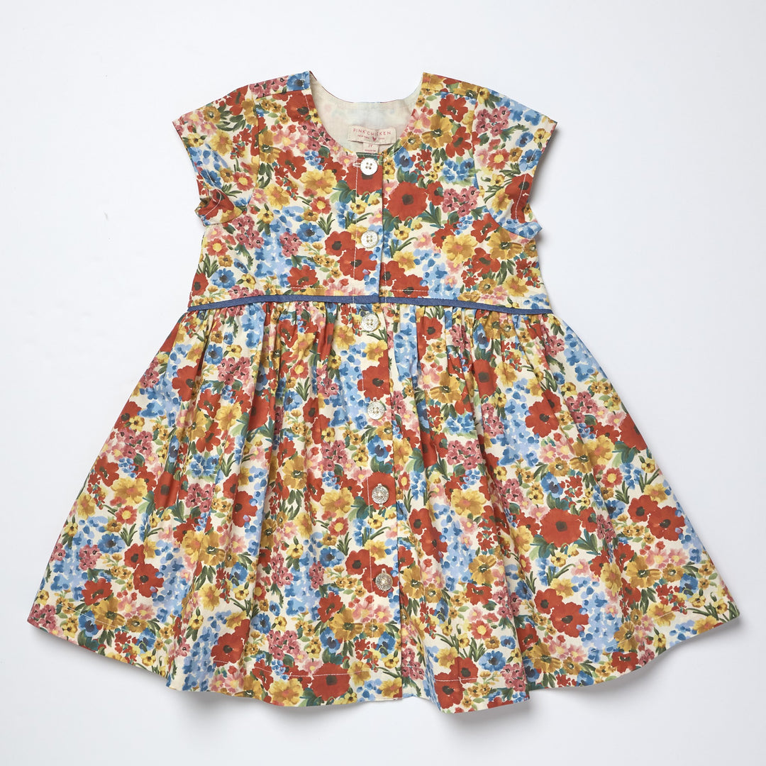 Girls Fatima Dress-Watercolor Meadow