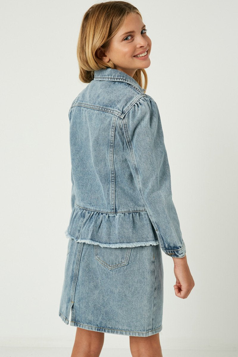Peplum Ruffle Denim Jacket
