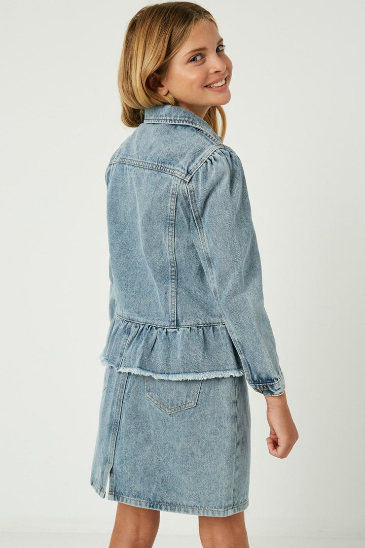 Peplum Ruffle Denim Jacket