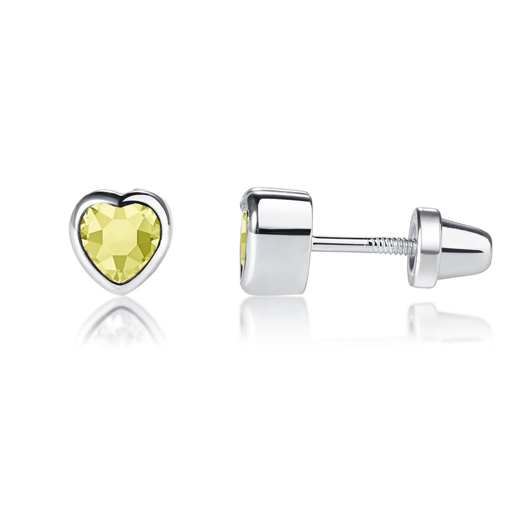Sterling Silver Birthstone Heart Earrings: November