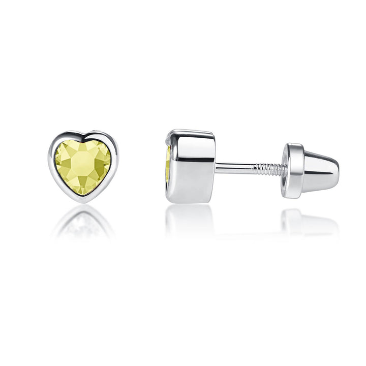 Sterling Silver Birthstone Heart Earrings: November
