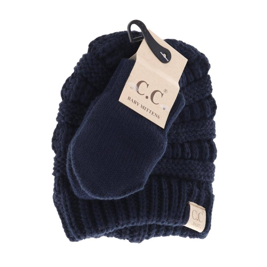 BABY C.C Beanie with Mitten: Navy
