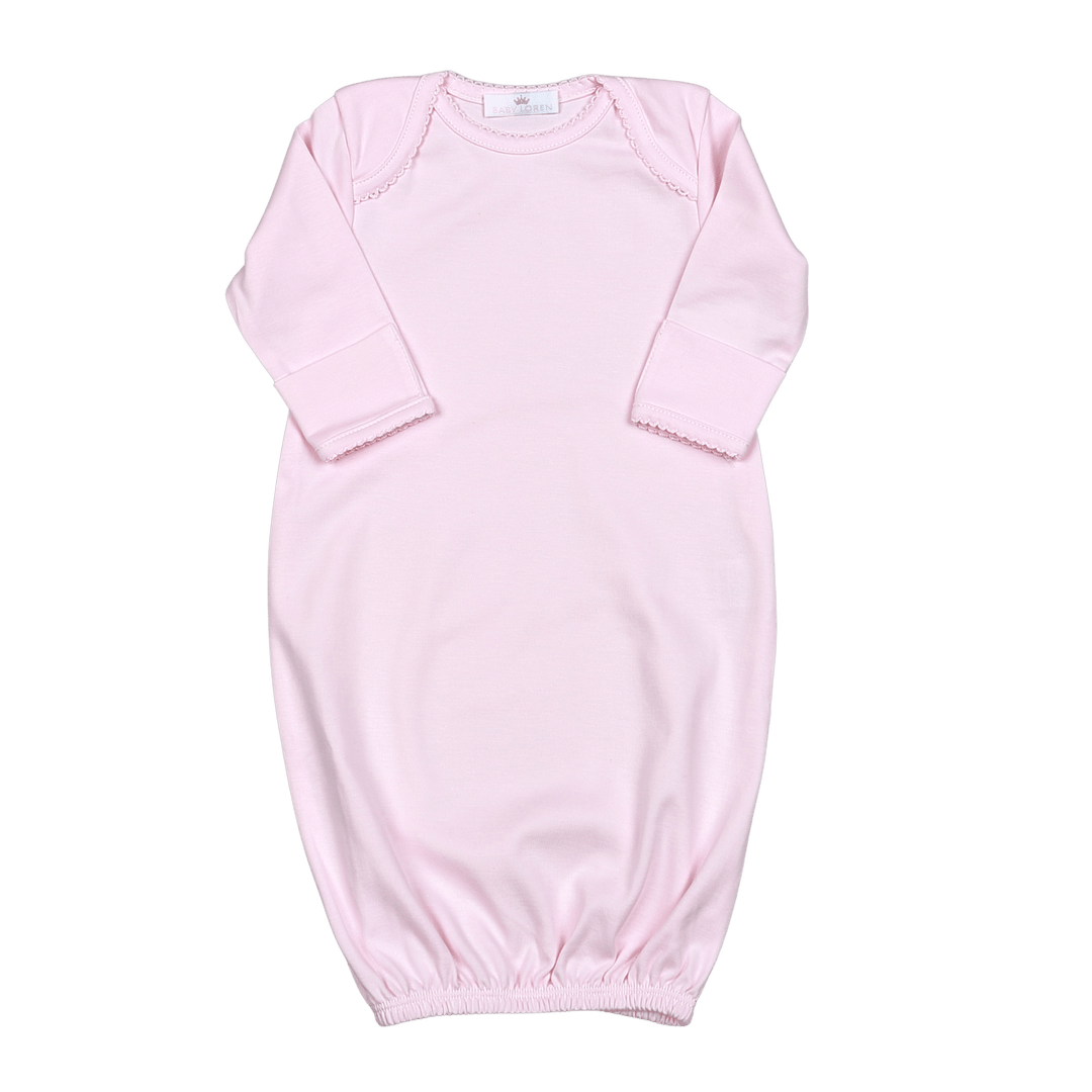 PINK PIMA GOWN ENVELOPE COLAR PINK TRIM