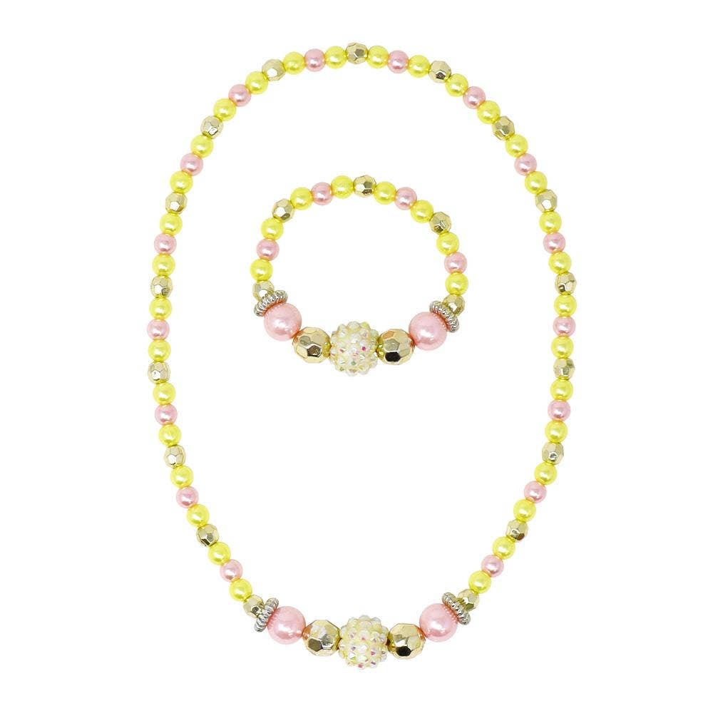 Lemon Delight Stretch Beaded Necklace & Bracelet Set